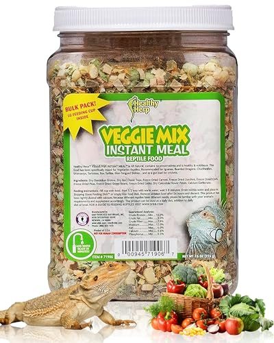 Healthy Herp Veggie Mix Instant Meal for Reptiles - Nutritious Bearded Dragon Accessories, Bearded Dragon Food - Made in USA - Quick Prep, Ideal for Box Turtles, Lizards, Tortoises - 7.5 oz (212g)
