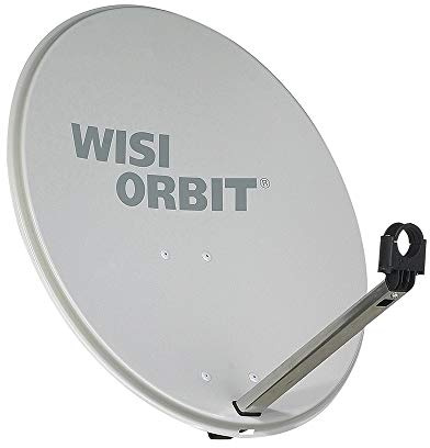 WISI Orbit Line satellit offsetantenn OA36G i ljusgrå – 60 cm reflektor med 40 mm LNB-fäste, feedarm och mastklämmor – komplett satellitantenn med monteringstillbehör