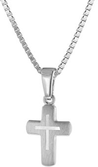 trendor Kinder-Halskette mit Kreuz 925 Silber Kette für Mädchen und Jungen, Silberkette mit Kreuz-Anhänger, Kreuzkette für Kids 48870