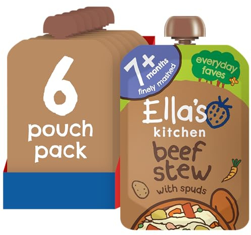 Ella's Kitchen Stage 2 from 7 Months Organic Wonderfully Warming Beef Stew with Spuds 130 g (Pack of 6)