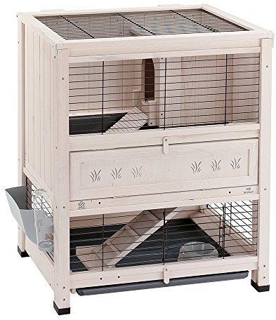 Ferplast Conejera de Interior Cottage Mini, Conejillos de Indias, Jaula para Conejos, Madera Resistente, Estructura de Dos Pisos, Accesorios incluidos, 78,5 x 59,5 x h 94 cm