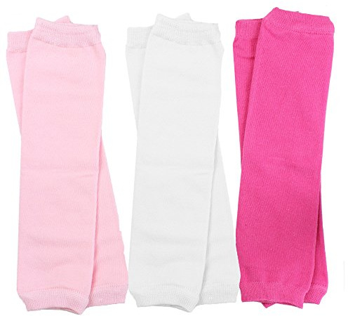 juDanzy 3 Pair Baby Girl Leg Warmers Solid Hot Pink, Solid White, Cozy Pink(One Size)