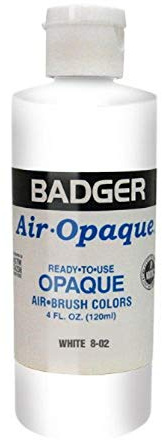 Badger Air-Brush Company Air-Opaque Airbrush Ready Water Based Acrylic Paint, White, 4-Ounce