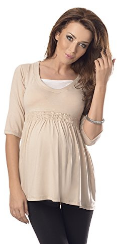 Purpless Maternity Top Tunic A Line Pregnancy Shirt Blouse Pregnant Women 5200 (18, Beige)
