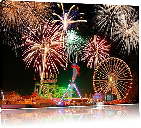 InstyleArt Capodanno fuochi d'artificio Ferris Stampa su Tela 100x70 cm Artistica murale