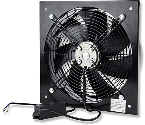 Powerstar Commercial Extractor Industrial Ventilation Axial Exhaust Blower Flow Air Plate Fan 18 Inches 450MM Black (Heavy Duty Metal With Speed Control Regulator)