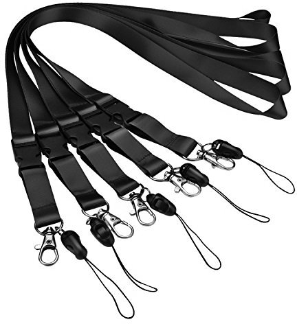 5 Stück Schlüsselband Umhängeband Lanyards mit Abnehmbarer Gürtelschnalle für Mobile Handys, Schlüssel, ID Karte (Schwarz)