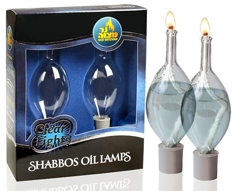Glass Paraffin Shabbat Candle Holder Cup and Wick – Tear Drop Shape, 2 Pack – Pretty and Elegant Design – Fits Standard Candlesticks - for Paraffin Lamp Oil - No Mess Refill - Ner Mitzvah