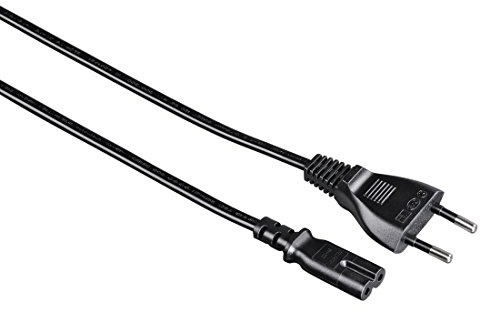 Hama Euro-Netzkabel 2-polig 2,5m, gerade (Netzstecker auf Euro 8 Doppelbuchse mit Schutzkontakt) Stromkabel schwarz