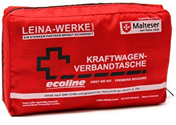 Leina-Werke 11040 KFZ-Verbandtasche Compact Ecoline ohne Klett,Red/Black-white Print,Black-White print
