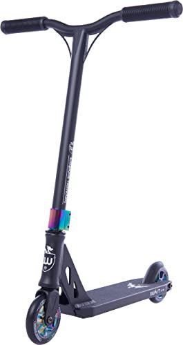 Longway Stunt Scooter – Summit Mini – High End Profi StuntScooter, 6061 T6 Alu, ABEC 9 Kugellager, 110mm Wheels mit Alu Core, kickscooter, Funscooter, Roller, Rainbow, schwarz neo Chrome