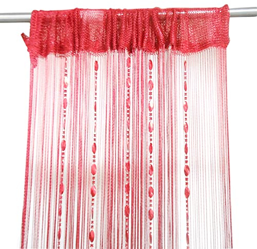 ZiDeTang Button Beaded Door Curtain Fringe Tassel Living Room Divider Curtain (39.30 x 78.50, Wine)