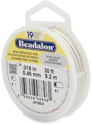 Beadalon 9.2 m Reel 0.46 mm Diameter 19 Strand Wire, Silver