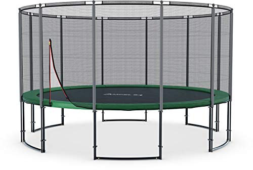 Ampel 24 Deluxe Outdoor Trampolin komplett mit Außennetz, hohe Belastbarkeit, Sicherheitsnetz mit Stabilitätsring und gepolsterten Stangen (430 cm)