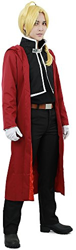miccostumes Men's Cosplay Costume Outfit Vintage Gothic Victoria Overcoat Undershirt Vest Pants with Gloves, Red and Black, XL