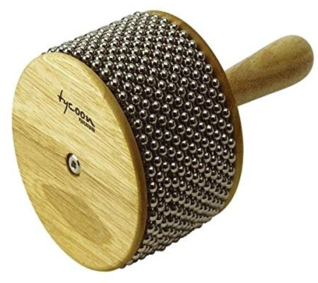 Tycoon Percussion Cabasa, Small Size, Stainless Steel Shell, Steel-Bead Chains, Wooden Flanges & Handle, Produces Rhythmic Shaking & Rattling Sounds, Ideal for Percussionists, Natural (TSA-SN)