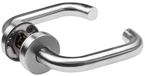 Amig - Set di maniglie con rosetta per porte - mod. 3R - 136 x Ø19 mm - Quadretto da 8 mm - Design elegante e semplice - Acciaio inossidabile - Argento