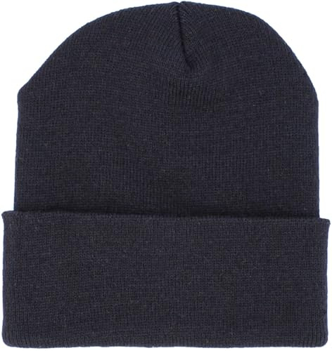 SKIHAT-Long BLK Men Women Daily Cuffed Beanie or Slouchy Made in USA Knit Hat Cap Womens
