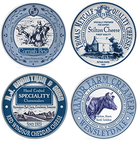 Juego de 4 platos complementarios para queso Británicos Gourmet Vintage.