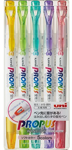 Uni Surligneur Propus Window Set de 5 couleurs pastel