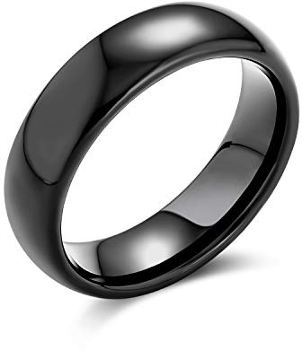 Bling Jewelry Einfache, gewölbte Titan-Eheringe für Paare, poliert, 14K vergoldeter Ring für Männer und Frauen, Komfortpassform, 6 mm