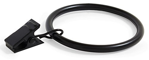 Ivilon Curtain Rings - Set of 14 Decorative Drapery Clip with Strong Clips 2 Diameter Color Black