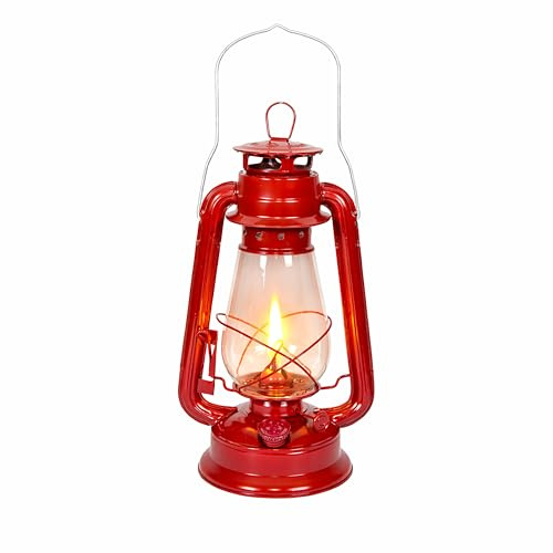 Stansport 12 Hurricane Lantern (127) - Timeless Vintage Design for Camping, Cabins and Emergencies – Classic Red 12-inch Lamp with Handle, Outdoor and Indoor Use