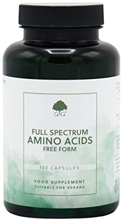 Full Spectrum Amino Acids Capsules - EAA, BCAA - Free Form Amino Acids - 120 Vegan Capsules - Non-GMO, Made in The UK by G&G Vitamins