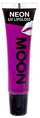 Moon Glow Neon UV Gloss à lèvres – Parfumé et brille brillamment sous les rayons UV, cassis violet, 15 ml (lot de 1)