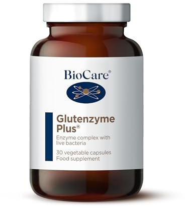 BioCare Glutenzyme Plus - Enzyme Complex with Live Bacteria - Food Supplement Suitable for Vegetarians and Vegans - 30 Capsules