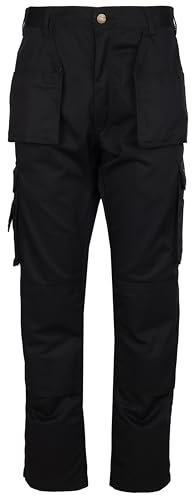 TuffStuff - Pro Work Extra Long Trousers - 32” Waist - Black Cargo Trousers- Work Trousers for Men - Triple Stitched Seams - Features Knee Pad Pockets - Mens Work Trousers