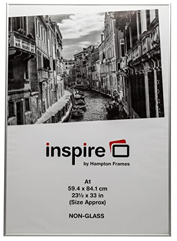 Hampton Frames ALUMINIUM Poster Certificate Photo Frame Acrylic (Non Glass) Silver A1 (59x84cm) PAAFA1B