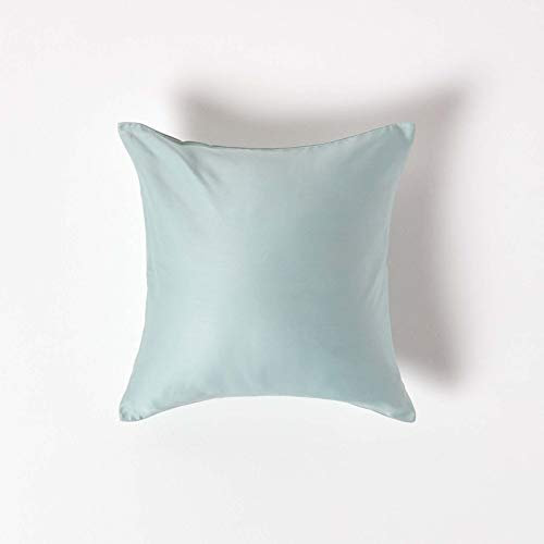 Homescapes Bio-Kissenbezug 40x40cm hellblau aus 100% Bio-Baumwolle, Satin-Kissenhülle mit Reißverschluss