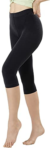 SOLIDEA Leggings Donna Modello Capri Silver Wave Corsaro | Leggings Sportivi Donna Micromassagianti, Silver Wave, Leggings (Nero, 46)