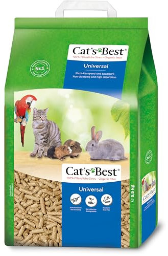 Cat's Best Universal, 100 % pflanzliche Kleintierstreu, nicht klumpende Pellets aus Pflanzenfasern – für Katzen und andere Kleintierrassen, 5,5 kg/10 l