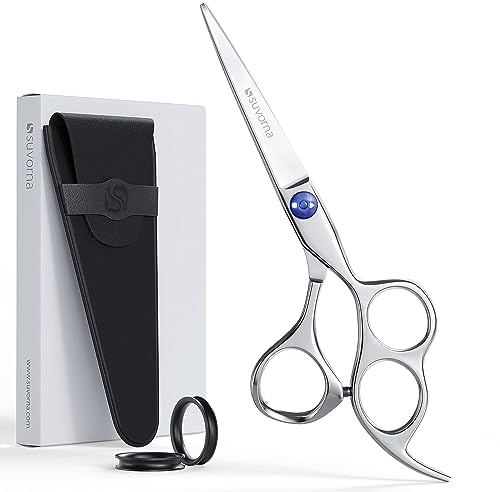 Suvorna 3 Hole Professional Hairdressing Scissors for Men, Women, Adults & Kids. 6 inch Hairdressers Scissors for Styling, Trimming & Hair Cutting Scissor with Tension Adjustment.