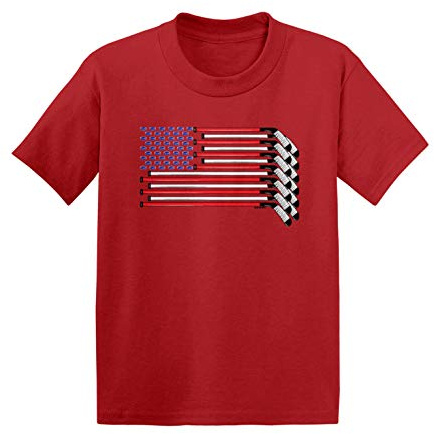 American Flag - Hockey Sticks Pucks Infant/Toddler Cotton Jersey T-Shirt (Red, 18 Months)