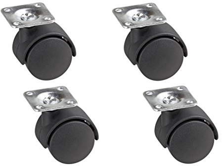 Master Double Rollers, 42 x 42 mm Plate, Plastic Wheels, Hard Running Surface, Slide Bearing, 4 Pieces, Transport Roller, Container Role, Furniture Role, 804100