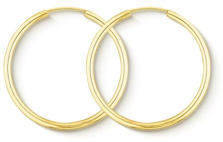 EDELIND Creolen Gold 585 Echtgold 30 mm - zarte Ohrringe Damen 2 mm breit Gelbgold - mit edler Geschenkbox