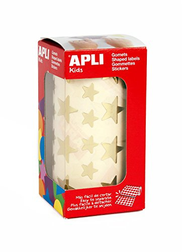 APLI Kids 11116 - Gomets con formas de estrella, color oro, en rollo de 2360 pegatinas