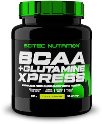 Scitec Nutrition BCAA + Glutamine Xpress - Mélange d'acides aminés essentiels - avec 5g de BCAA 2:1:1-5g de Glutamine - enrichi en Taurine, 600 g, Lime