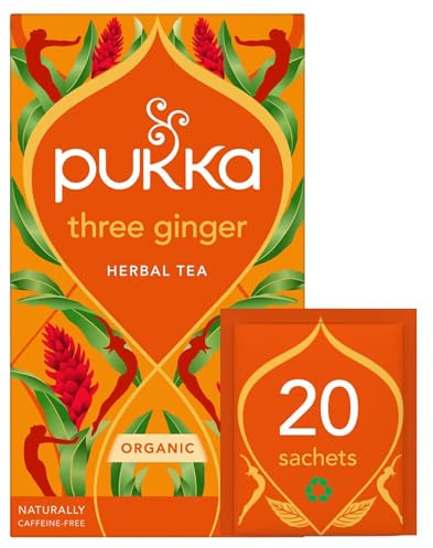 Pukka Organic Three Ginger 20 Herbal Tea Sachet, 36g,20 Count (Pack of 1)