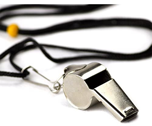 Crown Sporting Goods Stainless Steel Whistle with Lanyard â Great for Coaches, Referees, and Officials