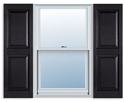 Exterior Solutions Standard Raised Panel Exterior Vinyl Shutter, Black (Pair), 15 Inch x 63 Inch