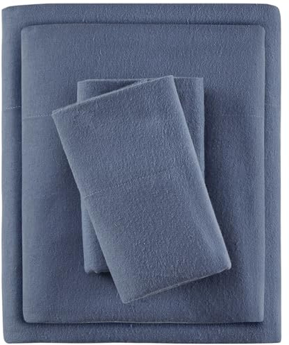 True North by Sleep Philosophy Mysig flanell varmt 100% bomullslakan – nyhetstryck djur stjärnor söt ultramjuk kallt väder sängkläder set, tvilling, blå solid 3 delar