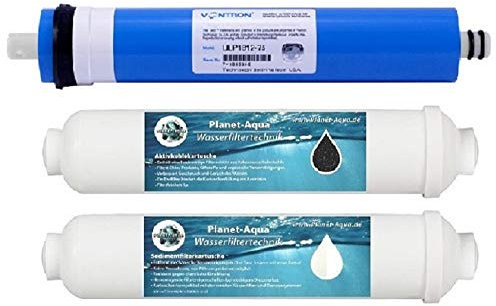Planet Aqua Filterset + Membran 75 GPD für Umkehrosmose Osmoseanlage Wasserfilter Trinkwasser Osmosewasser Aquarium Osmose Ersatzfilter Kartusche Sedimentfilter Aktivkohle