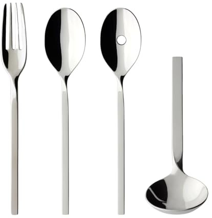 Villeroy & Boch New Wave Serve Set, 18/10 Stainless Steel, 4-Piece, Silver