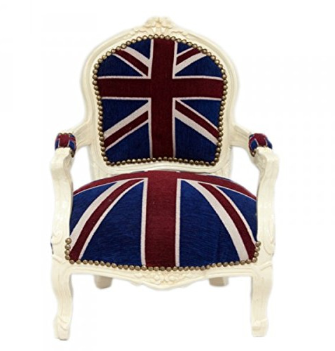 Casa Padrino Baroque Salon Chair Union Jack/Cream - Children's Furniture