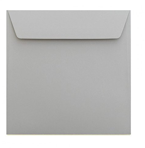 Paper24 50 quadratische Briefumschläge 220 x 220 mm, 22x22 cm, 120 g/m² mit Haftstreifen Farbe: 04 Grau