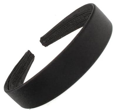 2.5cm (1) Black Satin Covered Plastic Alice Band Hair Band Headband No Teeth for Women Girls by Glitz4Girlz